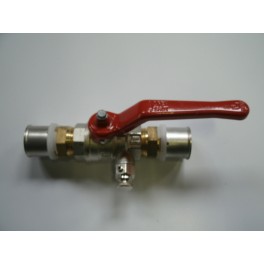 Comisa kogelafsluiter met 2 x 3/4 binnendraad met hendel en aftap en 2 x persverbinding 20 mm th profiel art.nr A003 Comisa kogelafsluiter met 2 x 3/4 binnendraad met hendel en aftap en 2 x persverbinding 20 mm th profiel art.nr A003