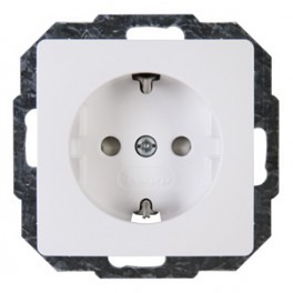 (A4) enkel stopc met randaarde en kinderveiligheid HK05 serie kleur zuiver wit artnr: 9206.0200.1 (A4) enkel stopc met randaarde en kinderveiligheid HK05 serie kleur zuiver wit artnr: 9206.0200.1