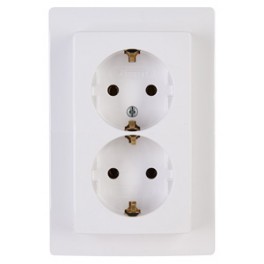 (A4) dubbel stopc randaarde semi opbouw HK05 serie kleur zuiver wit artnr: 9411.0206.3 (A4) dubbel stopc randaarde semi opbouw HK05 serie kleur zuiver wit artnr: 9411.0206.3