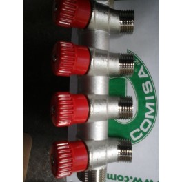 (A)Sanitairverdeler 4 voudig met stopkraantjes voor warm water art 88.20.061 (A)Sanitairverdeler 4 voudig met stopkraantjes voor warm water art 88.20.061