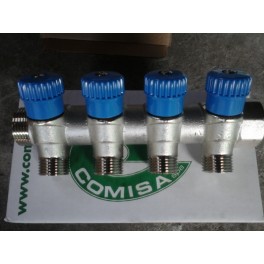 (A)Sanitairverdeler 4 voudig met stopkraantjes voor koud water art 88.20.062 (A)Sanitairverdeler 4 voudig met stopkraantjes voor koud water art 88.20.062