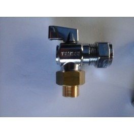 knieknelkoppeling 15 mm met kogelafsluiter uitgevoerd met verloop 1/2 naar 3/8 buiten draad knieknelkoppeling 15 mm met kogelafsluiter uitgevoerd met verloop 1/2 naar 3/8 buiten draad