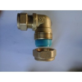(X) kniekoppeling knel uitgevoerd met blauwe ring 22mm x 1/2 metalen buis (X) kniekoppeling knel uitgevoerd met blauwe ring 22mm x 1/2 metalen buis