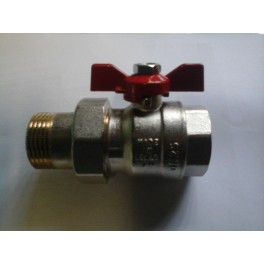Kogelkraan voor o.a. radiator-verdeler (Aanvoer)"1' binnendraad x "1" buitendraad met schroefkoppeling art 41.31.810 Kogelkraan voor o.a. radiator-verdeler (Aanvoer)"1' binnendraad x "1" buitendraad met schroefkoppeling art 41.31.810