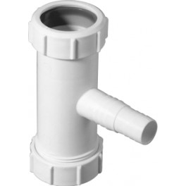 Kunststof los t-stuk 12 cm hoogte voor aansluiten boiler /vaatwasm tussen afvoerbuis 40 mm art 2173862 Kunststof los t-stuk 12 cm hoogte voor aansluiten boiler /vaatwasm tussen afvoerbuis 40 mm art 2173862