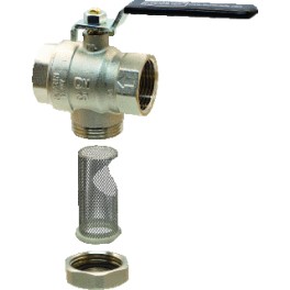 Speciale kogelstopkraan zonder aftap met 2 x 1/2 binnendraad uitgevoerd met ingebouwde vuilfilter art 0140-1/2 Speciale kogelstopkraan zonder aftap met 2 x 1/2 binnendraad uitgevoerd met ingebouwde vuilfilter art 0140-1/2