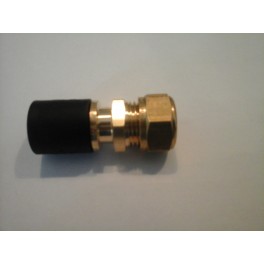 (A) Overgangskoppeling Rehau 16 mm x 15 mm kopere of c.v buis compleet met pershuls (A) Overgangskoppeling Rehau 16 mm x 15 mm kopere of c.v buis compleet met pershuls