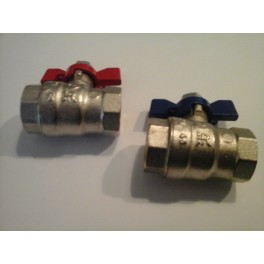 Kogelstopkraan 1/2 binnen /binnendraad met blauwe vlinderknop voor koud water of retour c.v. art 41.31.386 Kogelstopkraan 1/2 binnen /binnendraad met blauwe vlinderknop voor koud water of retour c.v. art 41.31.386