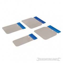 4 delige RVS plamuurplaatjesset voor plamuren/invoegen van naden en oneffenheden tegels etc, stuccen art 427734 4 delige RVS plamuurplaatjesset voor plamuren/invoegen van naden en oneffenheden tegels etc, stuccen art 427734