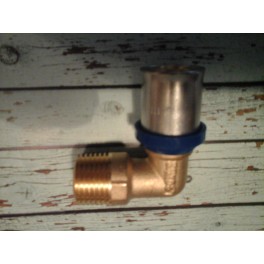 (F4) Handyman Extra Profit perskoppeling knie met buitendraad 26 mm x 3/4 Th-systeem (F4) Handyman Extra Profit perskoppeling knie met buitendraad 26 mm x 3/4 Th-systeem