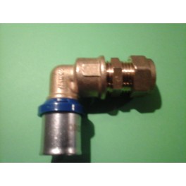 (B9) Handyman Extra Profit Overgangskoppeling Kniemodel 22 mm koper x 20 mm kunststof meerlagenbuis (B9) Handyman Extra Profit Overgangskoppeling Kniemodel 22 mm koper x 20 mm kunststof meerlagenbuis