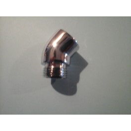 Korte knie 1/2 binnen x 1/2 buitendr. 45 graden chroom voor aansluiten van douchekop of andere aansluiting 45 graden Korte knie 1/2 binnen x 1/2 buitendr. 45 graden chroom voor aansluiten van douchekop of andere aansluiting 45 graden