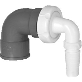 Aansluitstuk pvc verlijmbaar met moer op bocht 40 mm voor aansluiten slang van o.a. vaatwasser wasdroger etc. Aansluitstuk pvc verlijmbaar met moer op bocht 40 mm voor aansluiten slang van o.a. vaatwasser wasdroger etc.