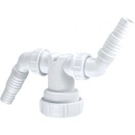Aansluitstuk schroefbaar voor pvc afvoerbuis 40 mm met 2 slang aansluitingen schroefbaar Aansluitstuk schroefbaar voor pvc afvoerbuis 40 mm met 2 slang aansluitingen schroefbaar