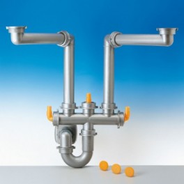 (L) LIRA Spazio 2.2 Horeca-Sifonset 50 mm voor dubbele spoelbak in uw keuken metallic kleur art: 9.6923.10 (L) LIRA Spazio 2.2 Horeca-Sifonset 50 mm voor dubbele spoelbak in uw keuken metallic kleur art: 9.6923.10