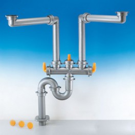 (L) LIRA Spazio 2.2 Horeca-Sifonset vloer 50 mm voor dubbele spoelbak in uw keuken metallic kleur art: 9.6923.11 (L) LIRA Spazio 2.2 Horeca-Sifonset vloer 50 mm voor dubbele spoelbak in uw keuken metallic kleur art: 9.6923.11