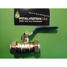 Koopje ! kogelkraan 2x knel 22 mm zonder aftap met blauwe hendel art 709739 Koopje ! kogelkraan 2x knel 22 mm zonder aftap met blauwe hendel art 709739