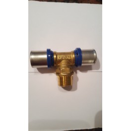 (J6) Nieuw! Handyman Extra Profit pers T-stuk Th-systeem 20 mm x "1/2" duims buitendraad x 20 mm (J6) Nieuw! Handyman Extra Profit pers T-stuk Th-systeem 20 mm x "1/2" duims buitendraad x 20 mm