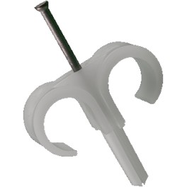 Plugclip kunststof incl stalen nagel voor dubbele buis 16-19mm art 2059277 Plugclip kunststof incl stalen nagel voor dubbele buis 16-19mm art 2059277