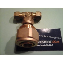 (B27) T-stuk knel 12 mm x 26mm meerlagenbuis x 12 mm (B27) T-stuk knel 12 mm x 26mm meerlagenbuis x 12 mm