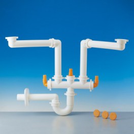(L) Lira afvoeraansluitset type Spazio2/35 voor dubbele spoelbak 40 mm art 9.1275.10 (L) Lira afvoeraansluitset type Spazio2/35 voor dubbele spoelbak 40 mm art 9.1275.10
