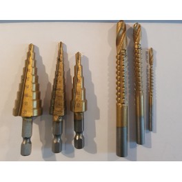 Set trapeziumboren  voor accuschroefmachine om o.a. kunststofbuizen te vergroten  