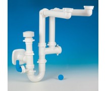 Nieuw! Lira Sifonset kleur grijs met ontluchting voor dubbele spoelbak met vaatwasmachineafvoerslangaansluiting  art  9.1275.S31