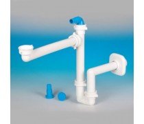 Lira special afvoerset  kleur grijs voor badkamermeubel met slangafvoer connectie voor wasmachine art A.1115.11