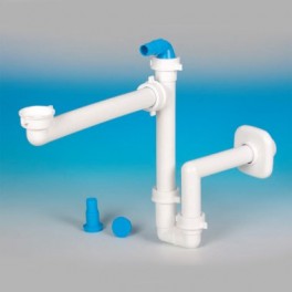 Lira special afvoerset  kleur grijs voor badkamermeubel met slangafvoer connectie voor wasmachine art A.1115.11